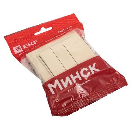 Выключатель 3-кл. СП 10А бежевый Минск EKF