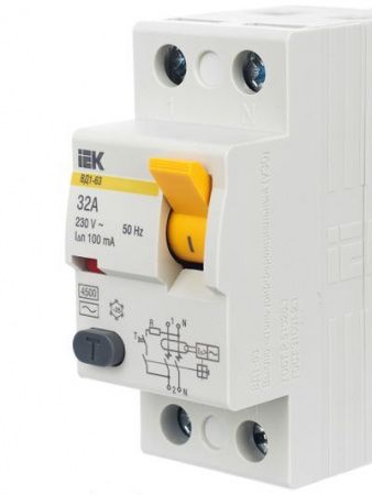 Выключатель дифференциальный (УЗО) ВД1-63 2Р 32А 100мА IEK