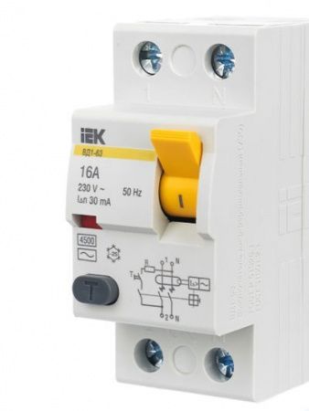 Выключатель дифференциальный (УЗО) ВД1-63 2Р 16А 30мА IEK