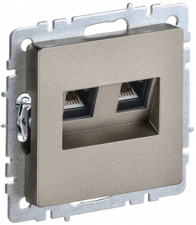 BRITE Розетка двойная RJ11+RJ45 кат.5E РК/Т12-БрШ шампань IEK