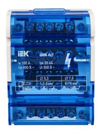 Шины на DIN-рейку в корпусе (кросс-модуль) ШНК 4х7 3L+PEN IEK