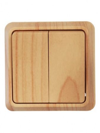 OKTAVA Выключатель 2-клавишный для открытой установки 10А ВС20-2-0-ОС сосна GENERICA