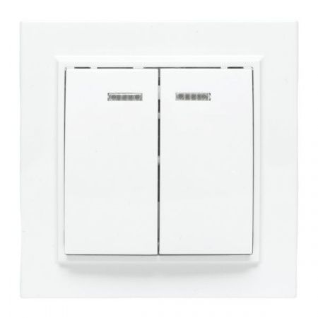 Минск Выключатель 2-клавишный СП с индикатором,10А, белый EKF Basic