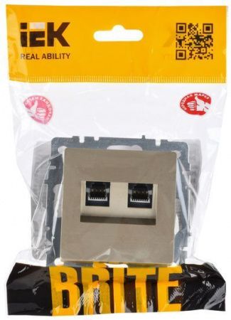 BRITE Розетка двойная RJ11+RJ45 кат.5E РК/Т12-БрШ шампань IEK