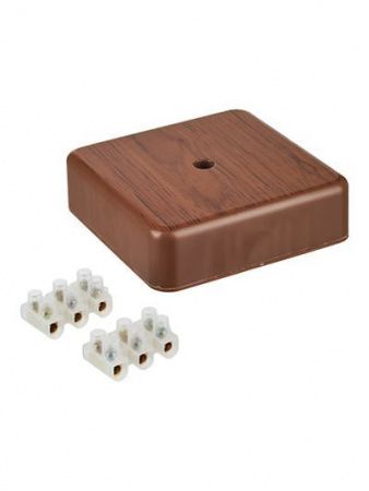 Коробка распаячная КМ41212-05 для открытой проводки безгалогенная (HF) 75х75х20мм дуб (6 клемм 6мм2) IEK