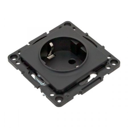 Стокгольм Механизм Розетки 1-местной с/з 16А винтовые клеммы черный с защ. штор. EKF PROxima