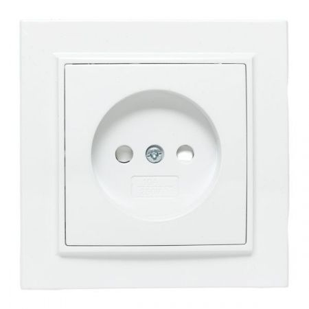 Минск Розетка 1-местная СП без заземления, 10 А, с защ.штор., белая EKF Basic