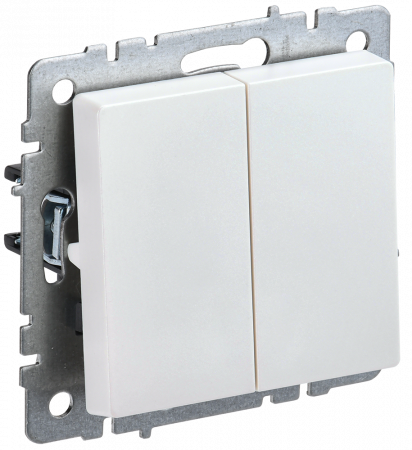 BRITE Выключатель 2-клавишный проходной 10А ВС10-2-6-БрЖ жемчуг IEK