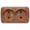 Розетка 2-местная ОП Минск 10А без заземления тёмное дерево EKF
