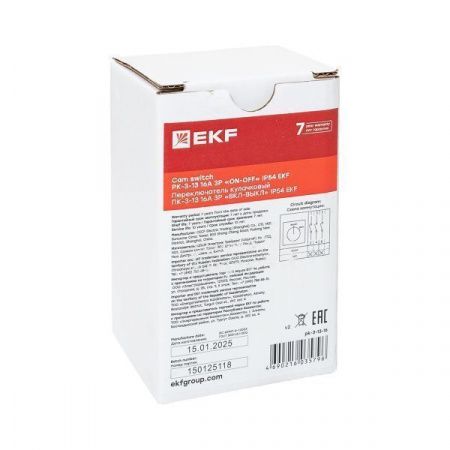 Переключатель кулачковый ПК-3-13 16А 3P "ВКЛ-ВЫКЛ" IP54 EKF PROxima