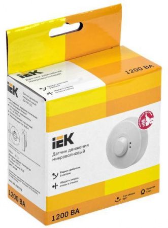 Датчик движения ДД-МВ101 1200Вт 360град 8м IP20 белый IEK