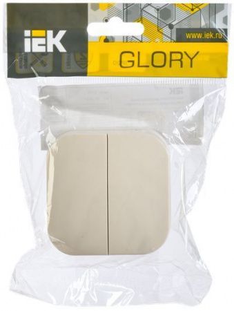 GLORY Выключатель 2-клавишный для открытой установки 10А ВС20-2-0-ХК кремовый IEK