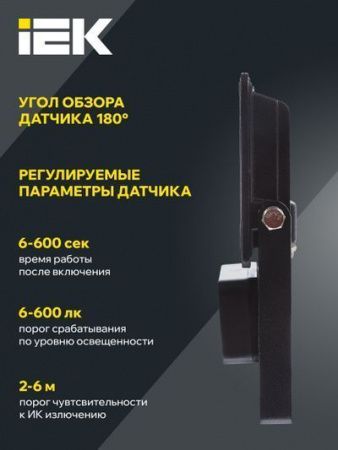 Прожектор СДО 06-30Д светодиодный черный с ДД IP54 6500K IEK