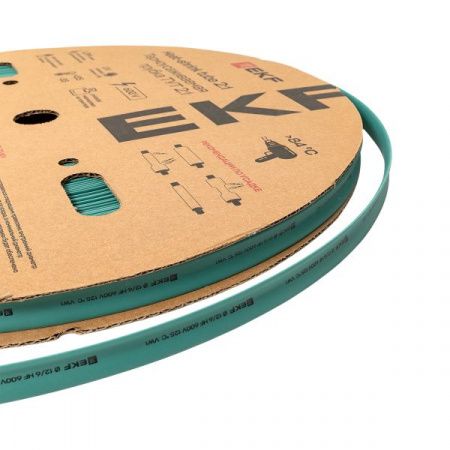 Термоусаживаемая трубка ТУТ нг 12/6 зелёная рулон EKF PROxima