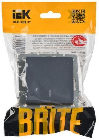 BRITE Выключатель 1-клавишный с индикацией 10А ВС10-1-1-БрМ маренго IEK