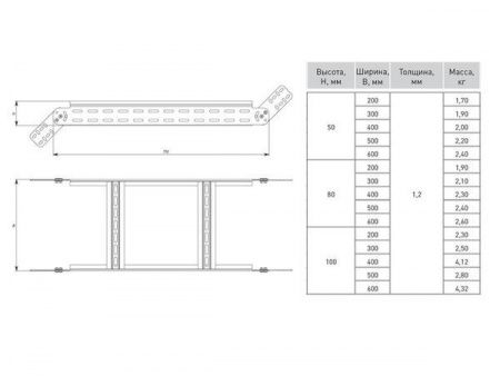Угол вертикальный шарнирный для лестничного лотка 100x200 мм EKF