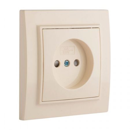 Розетка 1-мест. СП б/з 10 А с защ. штор. бежевый Минск EKF
