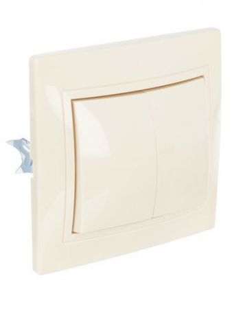 KVARTA Выключатель 2-клавишный 10А кер. ВС10-2-0-Км кремовый GENERICA