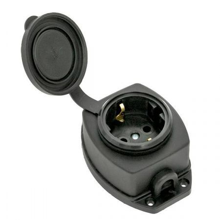 Роз. (колодка) одномест. с защит. крышкой каучуковая 230В 2P+PE 16A IP44 EKF Марс