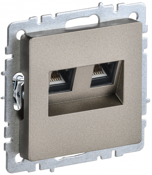 BRITE Розетка двойная RJ11+RJ45 кат.5E РК/Т12-БрШ шампань IEK