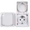 Розетка 2-местная для открытой установки РСб22-3-ГПБб с заземляющим контактом IP54 ГЕРМЕС PLUS (цвет крышки:белый) IEK
