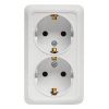 Рим Розетка 2-местная 16А с заземлением белая EKF